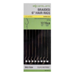 Korum Big Fish Braided Hair Rigs 6" 8pcs Size 12 Barbed -Hengels Winkel 49347e3bc2c2288f