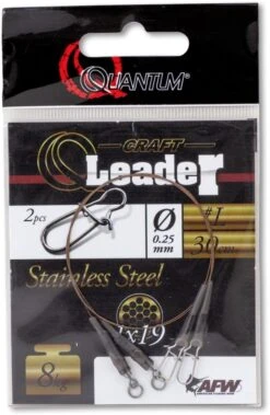 Quantum Q-Leader Stainless Steel Camo Steel 30cm 5kg (2stuks) -Hengels Winkel e4652d7410e46860